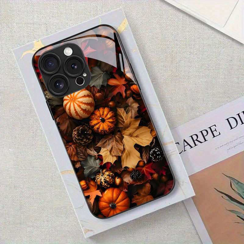 TEMU Phone Case - Pumpkin Maple Leaf Pine Cone Pattern Phone Case, Suitable For Iphone