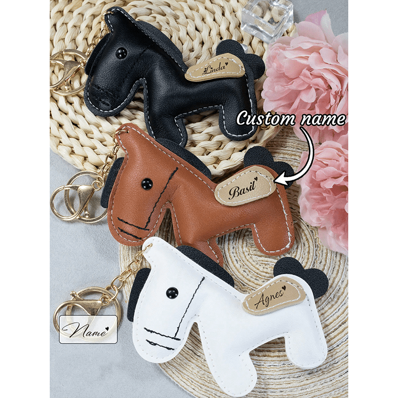 TEMU Custom Bag Charm With Name, Personalized Horse Keychain, Customized Keychain, Customizable Bag Accessories, Bag Charms For Tote Bags, Christmas,