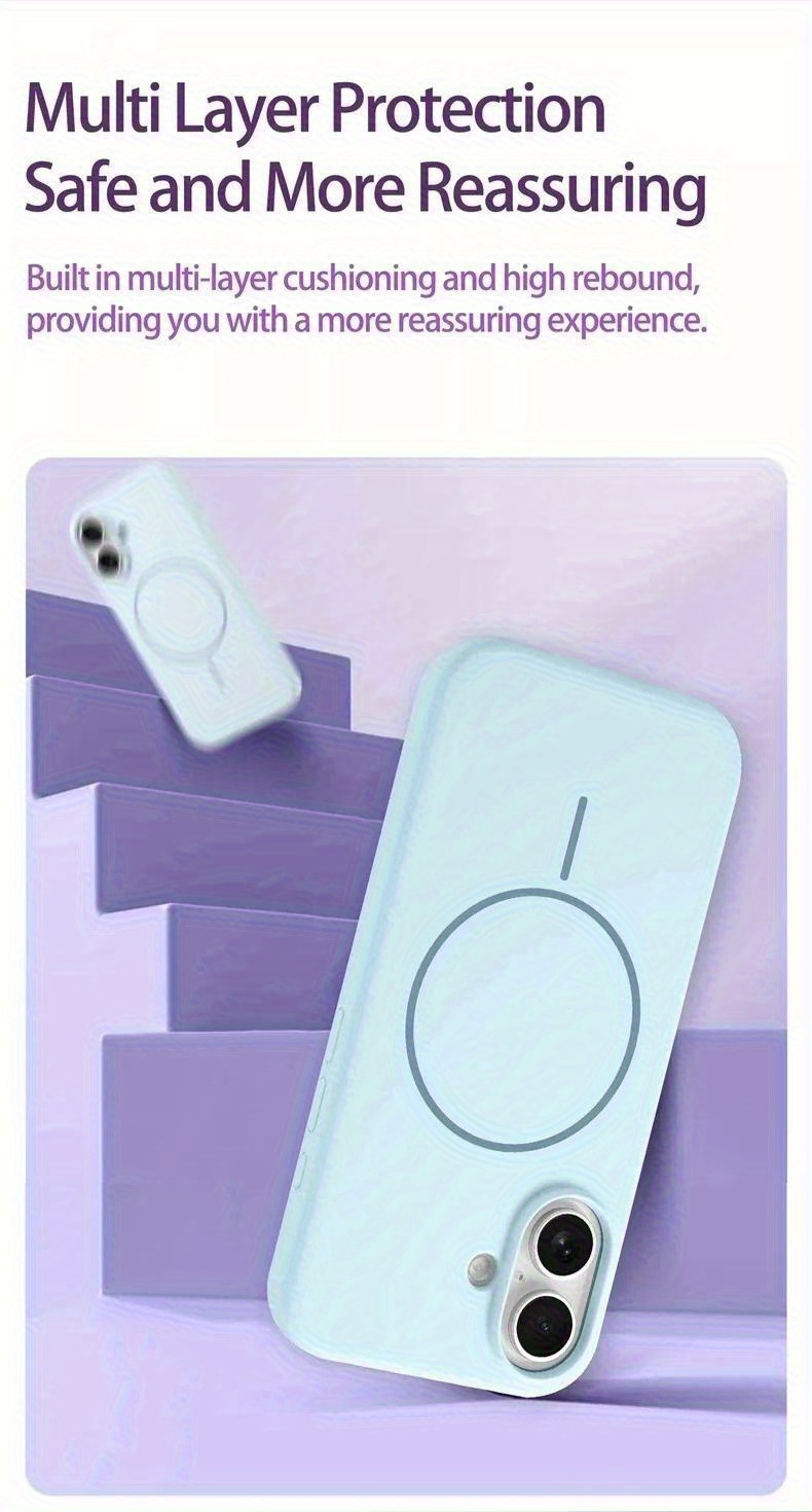 Durable Magnetic Wireless Charging Phone Case in Solid Colors, Featuring a Frosted Finish That Resists Fingerprints, Compatible with iPhone 16 Pro Max, 15, 14 Plus, 13, 12, And