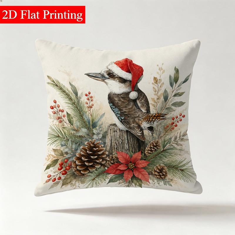 TEMU Christmas Cushion Cover, 18x18inch Double - Sided Printed, Soft Decorative Pillowcase, Decor, 1pc Festive Throw Pillow Cover