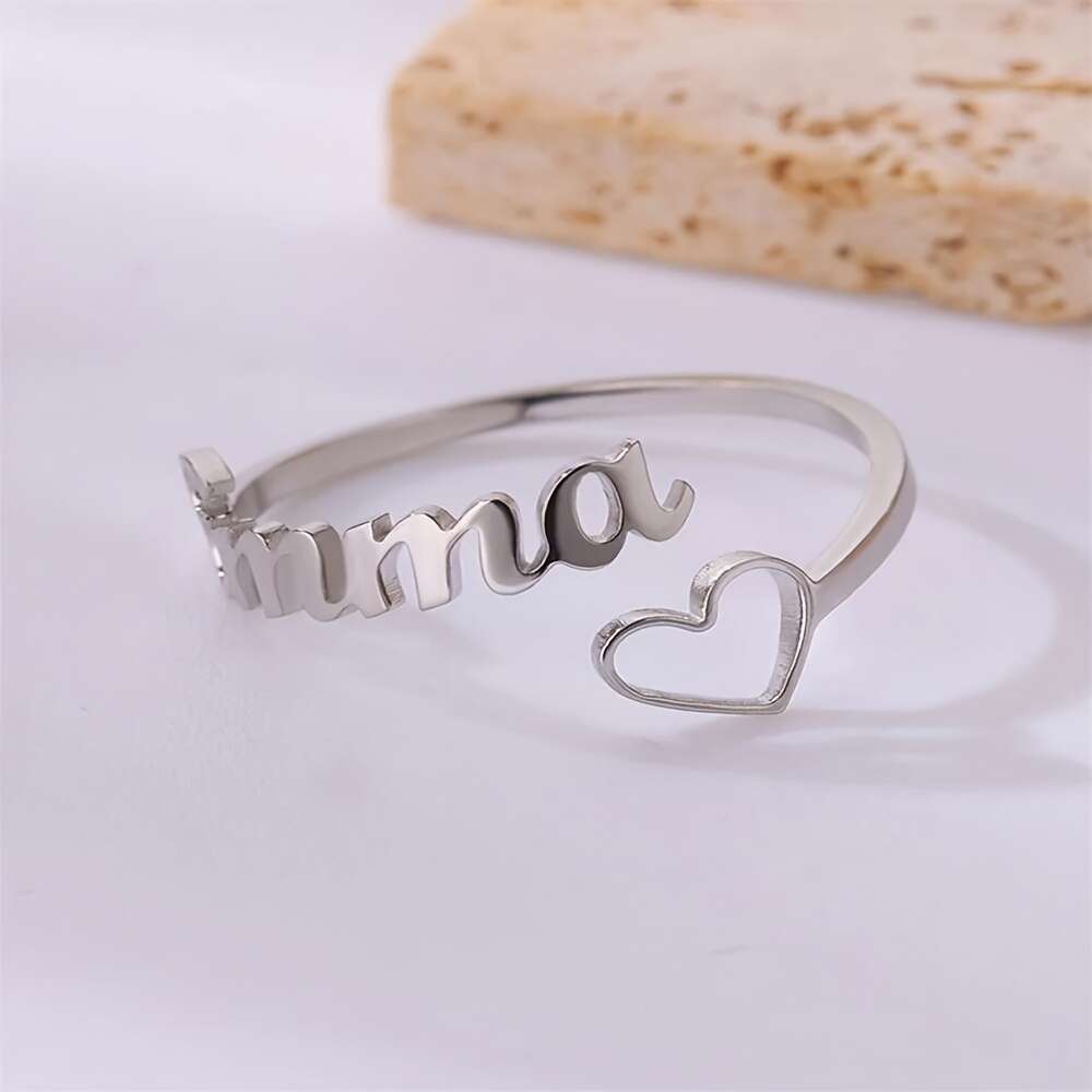 Custom Heart Name Open Ring for Women - Daily Wear Gift