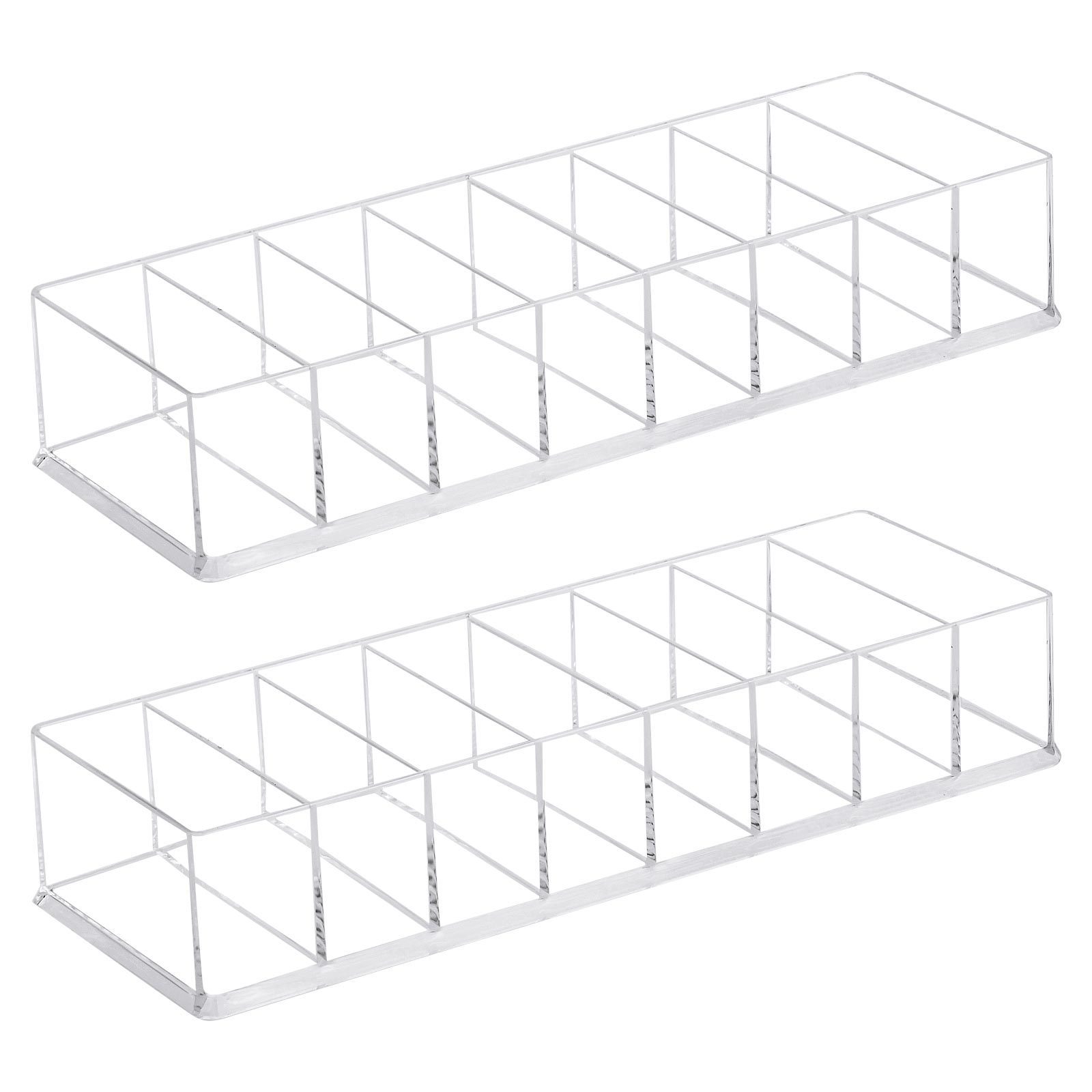 TEMU 2pcs Clear Acrylic Makeup Organizer With 8 Compartments – Stylish Cosmetic Storage Box For Eyeshadow Palettes, Lipsticks, Mascaras & More –