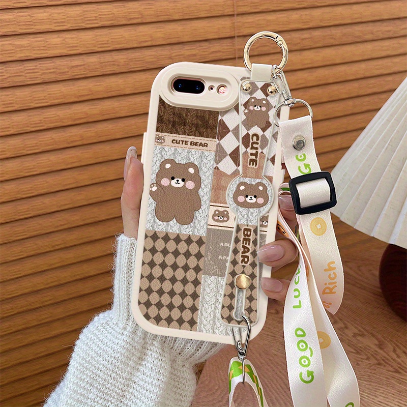 TEMU Coque de téléphone - Ce design d' à carreaux convient aux coques Iphone 8 Plus/7 Plus/7/8, portée à la bretelle pour Iphone X/XS/XR/XS Max,