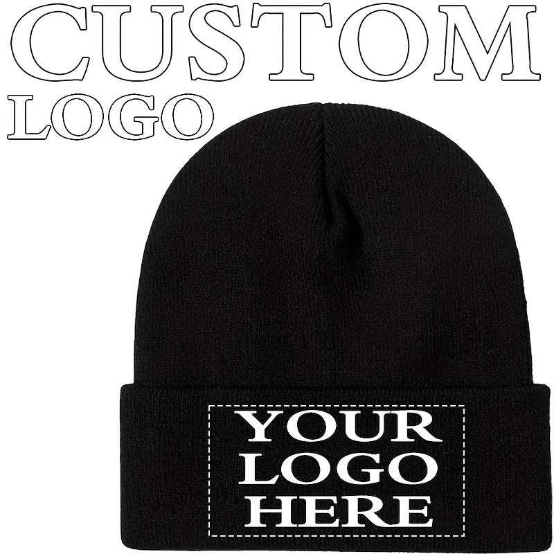 E-shop Anpassbarer Text Winter Hut ohne Schirm Unisex - Weiche Acryl Gefaltete Kante Gestrickte Kopfbedeckung, Geeignet für Outdoor-Aktivitäten und ,