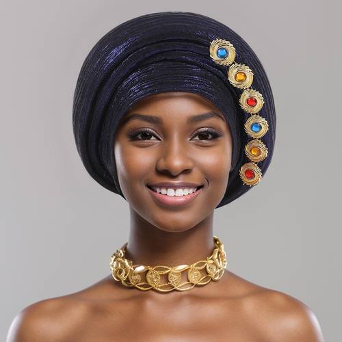 european and american golden embossed multi layer accessory headscarves and ladies hats