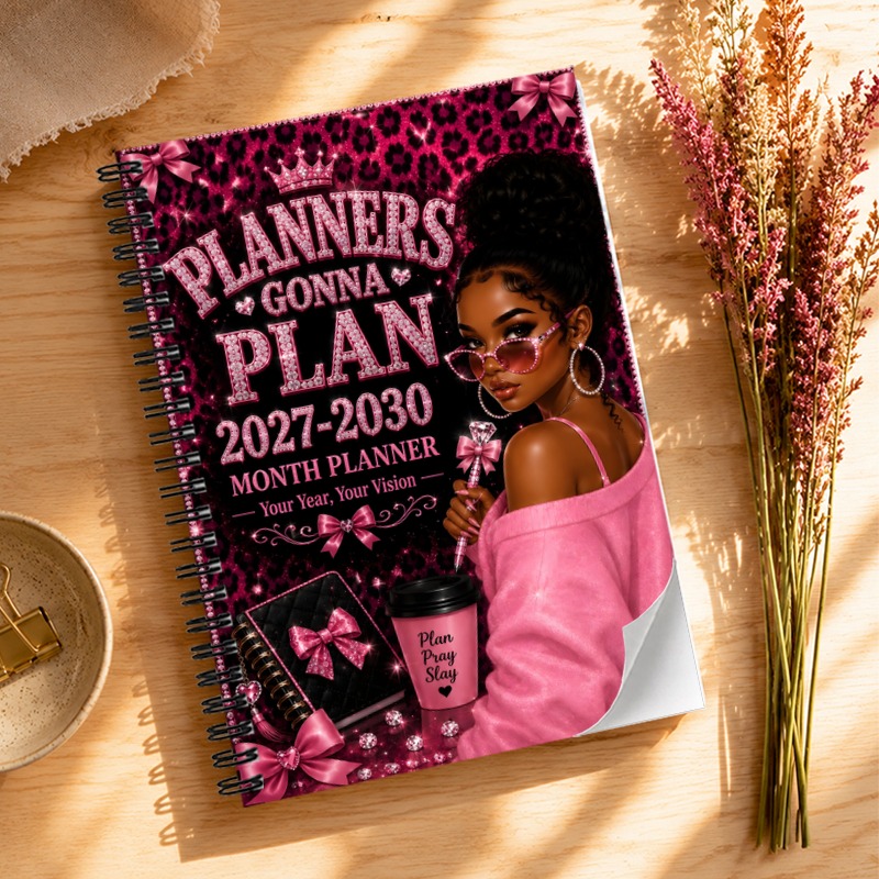 TEMU 1pc Planner, Office School Supplies Stationery, 2027-2030 Monthly Planner Organizer, Glam Leopard Print Planner For Women