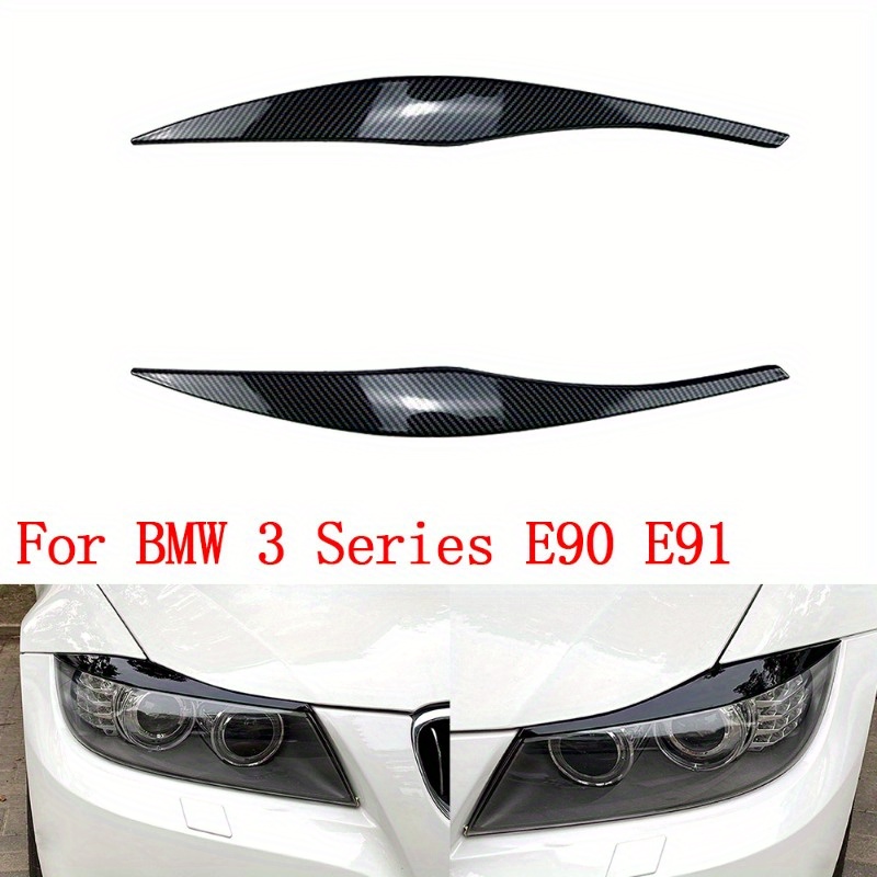 

2 pièces BMW Série 3 E90 E91 Garniture de sourcils de phares brillant, décoration de paupières en plastique ABS modèles / 2005-2011