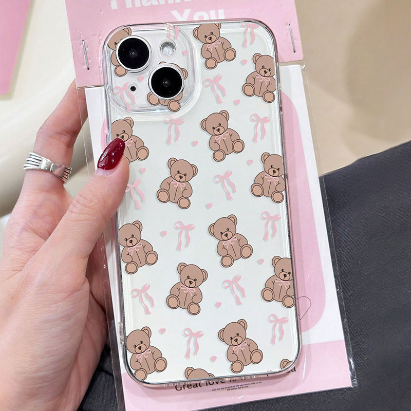 TEMU A Soft, Transparent, Non-slip Phone Case Featuring A Cute With A Bow, Suitable For Iphone Models 16, 15, 14, 13, 12, 11 Pro Max, As Well As