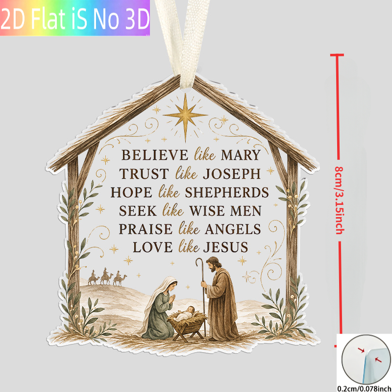 TEMU Adorno acrílico 2D con forma de casa de la de , colgante inspirador de la de la cuna de con citas religiosas, decoración cristiana para de