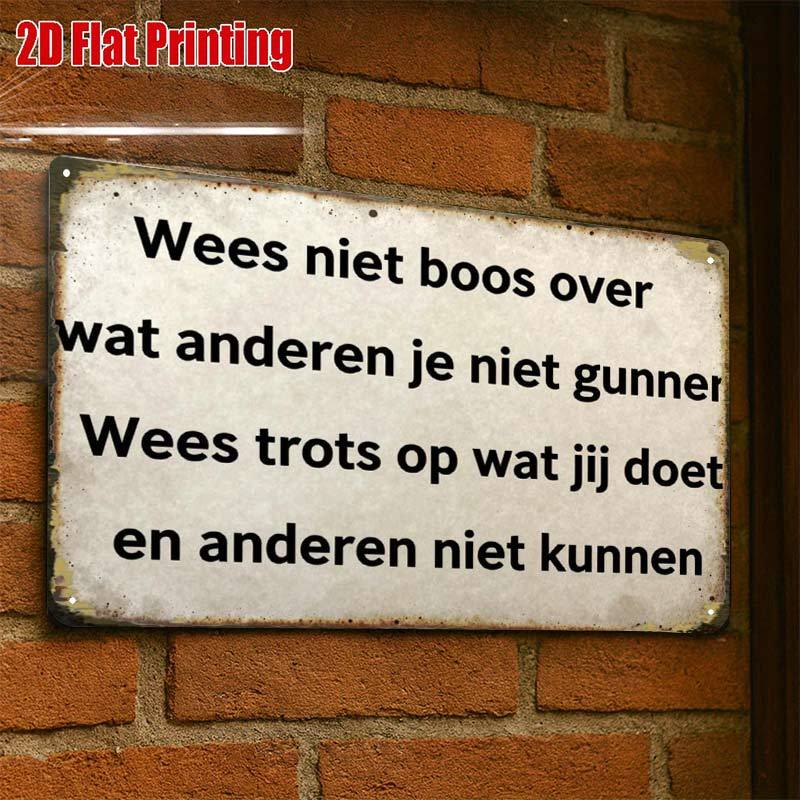 TEMU 2D Plat - 2D Plat 1 stuks, Vintage Nederlands Quote Muurkunst Decor Creatief Bord -8X12 Muurkunst Cadeau voor Decor| Constructie, Metalen