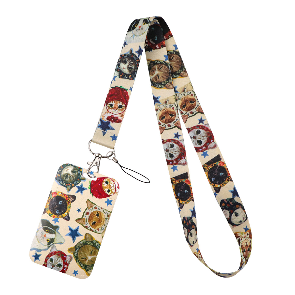 TEMU 1pc Lanière Tour de Cou Chat Dessin Animé pour Clés Carte d'Identité Porte-clés Sangles de Téléphone USB Porte-Badge Corde à Suspendre Lanière
