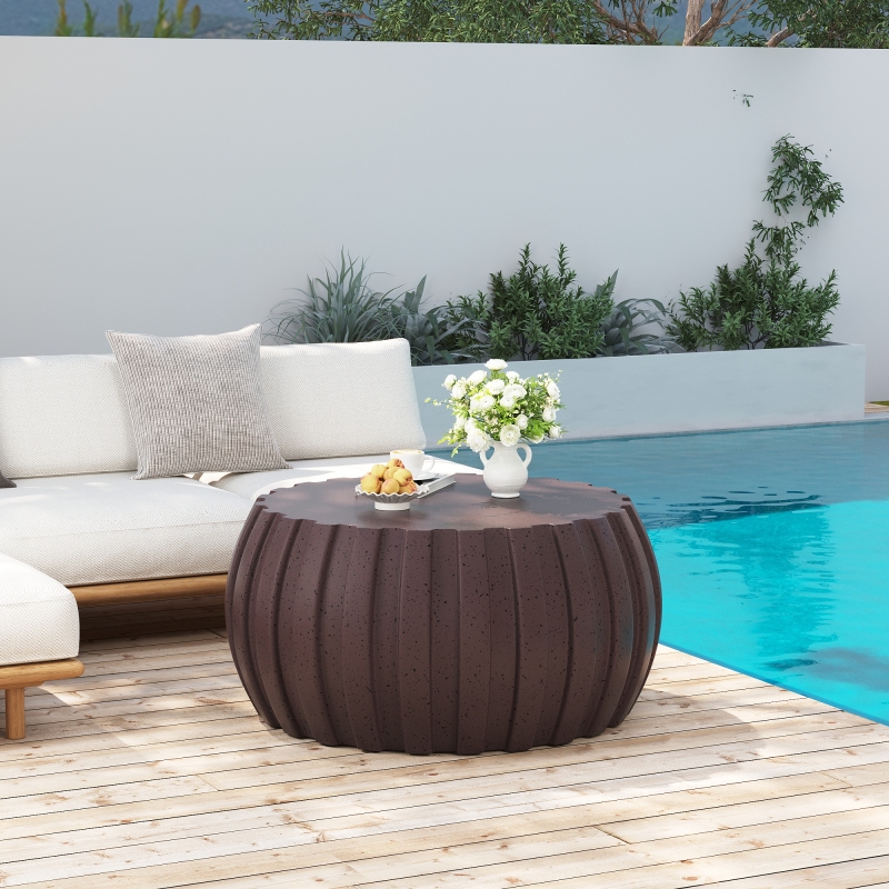 35.43' Modern Waterproof Coffee Table Durable MgO Cement Design Indoor and Outdoor Compatible Brown