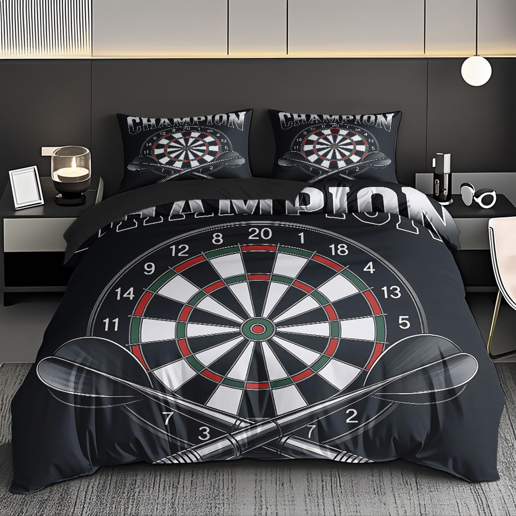 TEMU 2/3pcs Dart Pattern Set | High-definition , Skin-friendly Breathable Bedding (1 Duvet Cover   1/2 Pillowcases, Polyester 100%, Machine Washable,