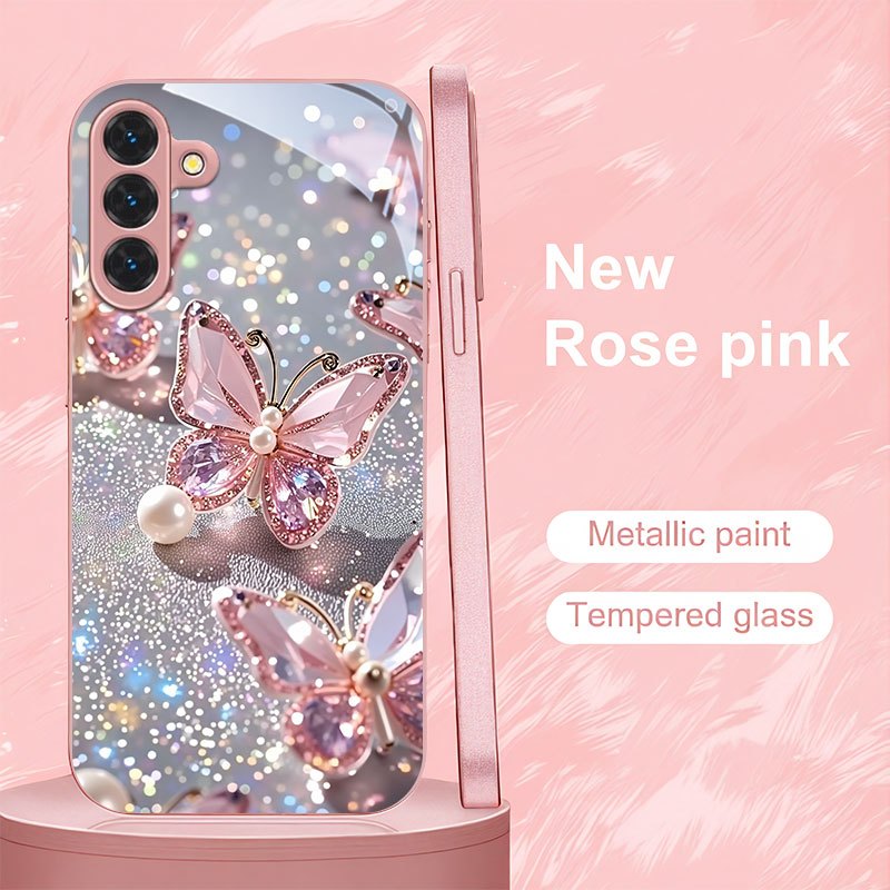 TEMU para móvil: con diseño de de cristal, estilo lindo y femenino, compatible con Galaxy