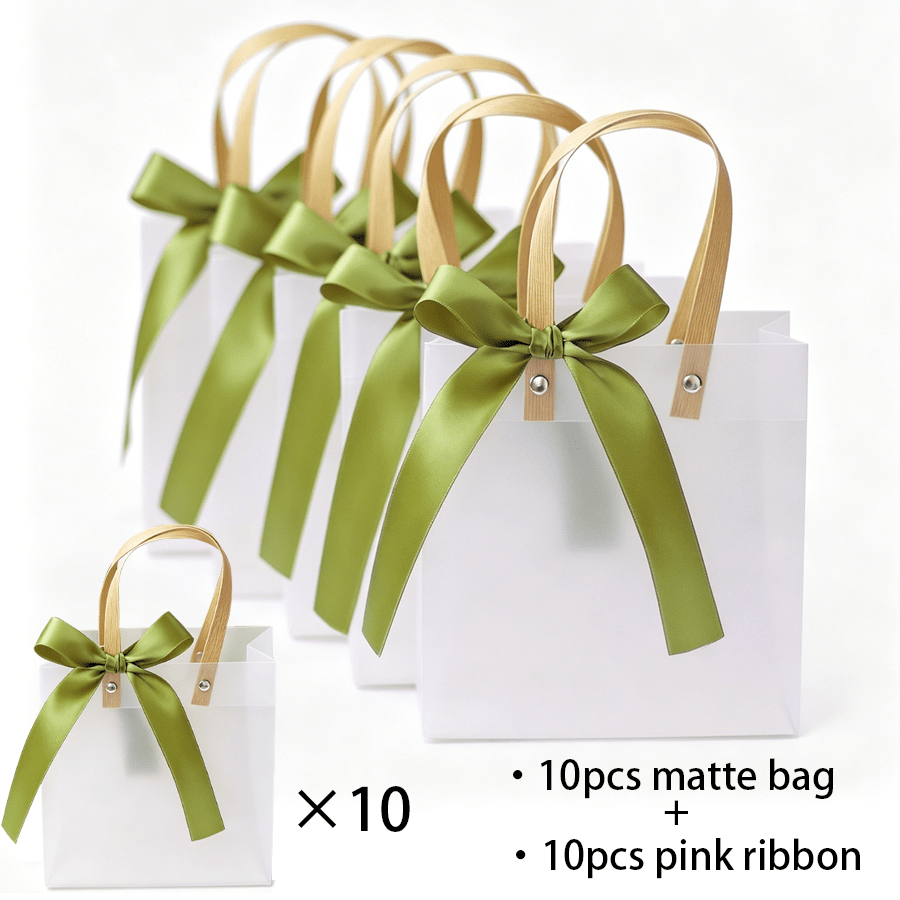 TEMU 20 piezas de bolsas de regalo de plástico mate transparente con cintas (10 bolsas de regalo + 10 cintas) reutilizables como bolsas de embalaje