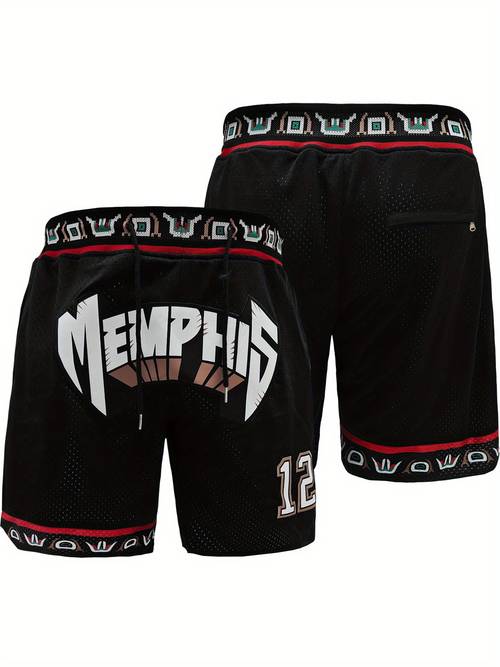 mens 12 embroidery sports shorts breathable quick dry fabric loose fit for basketball running tennis outdoor activities sports casual wear sporty