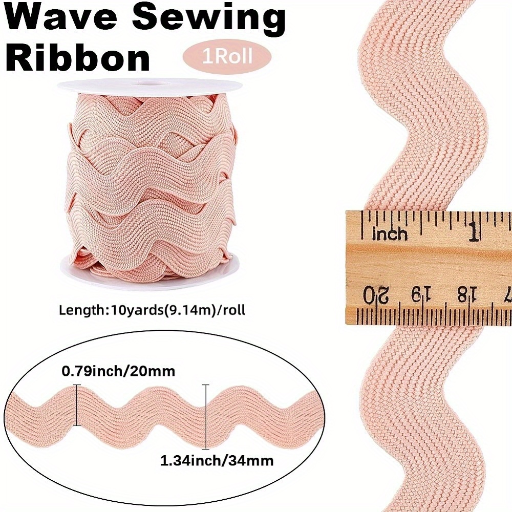 TEMU Set da 1 nastro con frange ondulate in poliestere rosa da 10 iarde, pizzo con piega a per cucito di abbigliamento e decorazione di artigianato ,