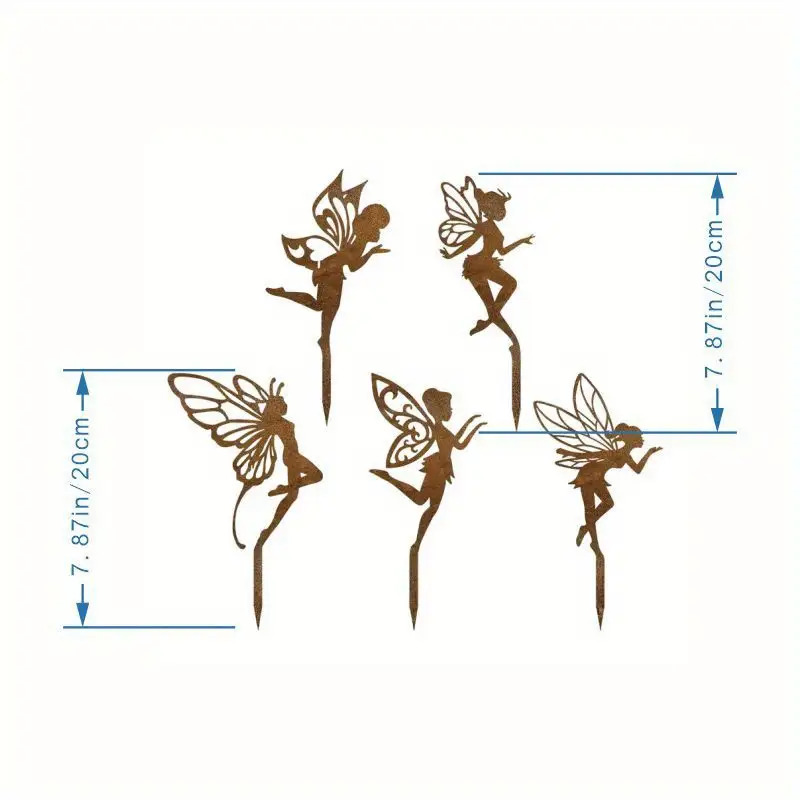 E-shop 2D Flach, 2D Flachdruck, 5er-Set Acryl " Bodenstecker" Rostfee Gartendekoration, 5er-Set Outdoor Rostkunst Statue, Kreatives Muttertagsgeschenk,