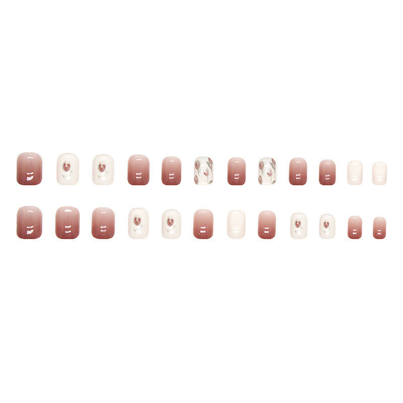 24pcs short square press on nails gradient tulip   glossy white to pink ombre   nails for women   reusable artificial nails for hands feet cute nails nail art detailed   enthusiasts Product details 4