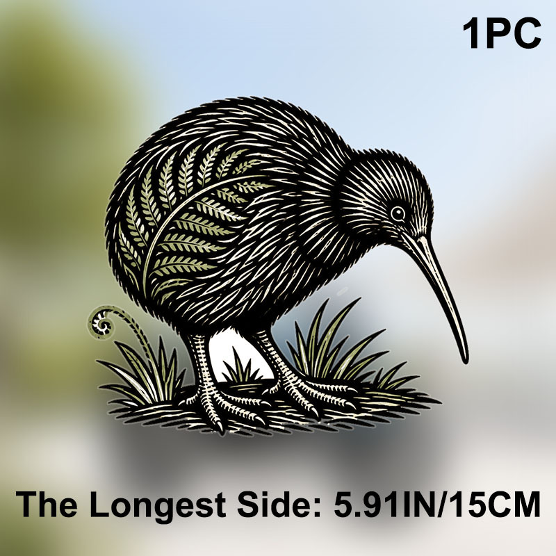 TEMU 5.91 Inch New Zealand Kiwi Bird And Fern Botanical Car Window Decal, Unique Waterproof Durable Decorative Sticker, Gift For , Bird Enthusiasts,