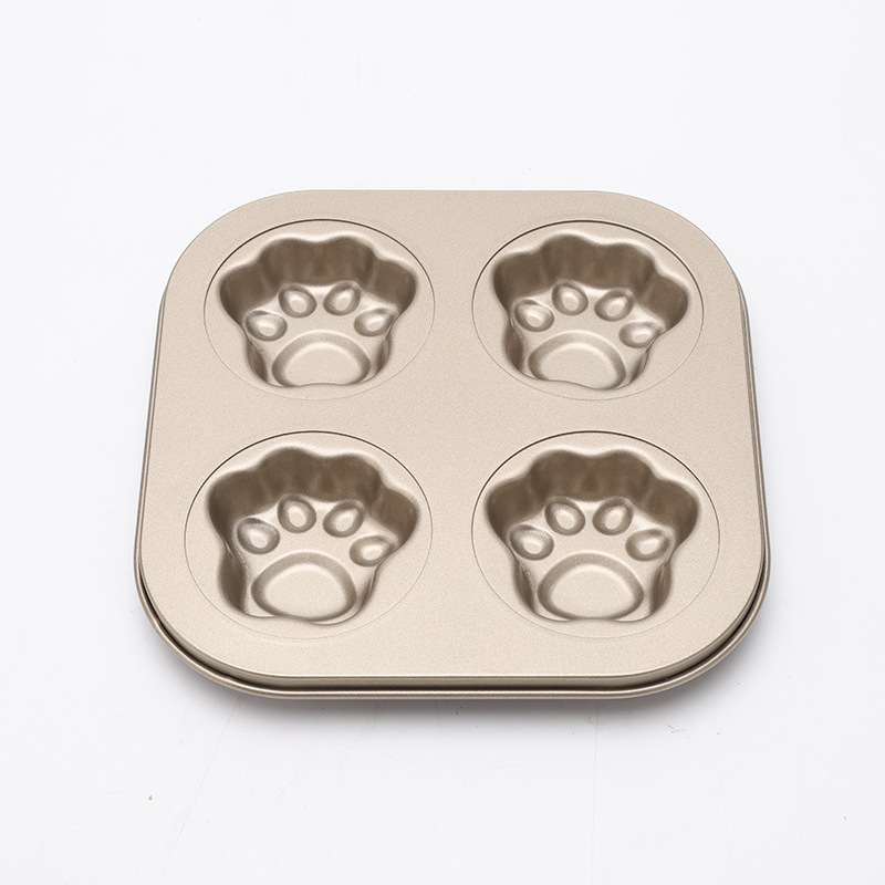 Image of 1pc 4- Cute Cat Claw Baking Pan, High Temperature Resistant Home Oven Mold, Homemade Cake Biscuit Feeding Tool, Oven, Home Biscuit Cake Baking Pan, Baking Tool