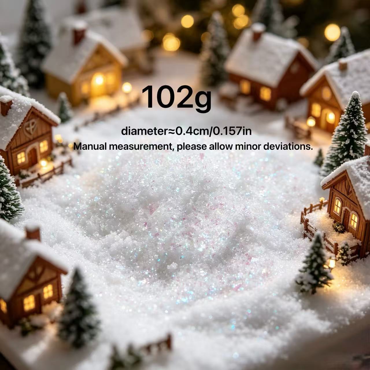 TEMU 102g Shimmering Iridescent Artificial Snow - Classic Plastic Fake Snow, Suitable For Christmas Decorations, Crafts, Scenes, And Holiday Party