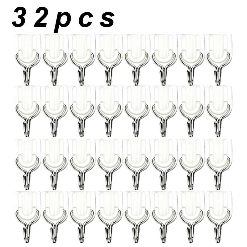 Image of Hook 32-pack Mini No Drill White Strong Adhesive Suitable For Home Office Dorm Adult Modern
