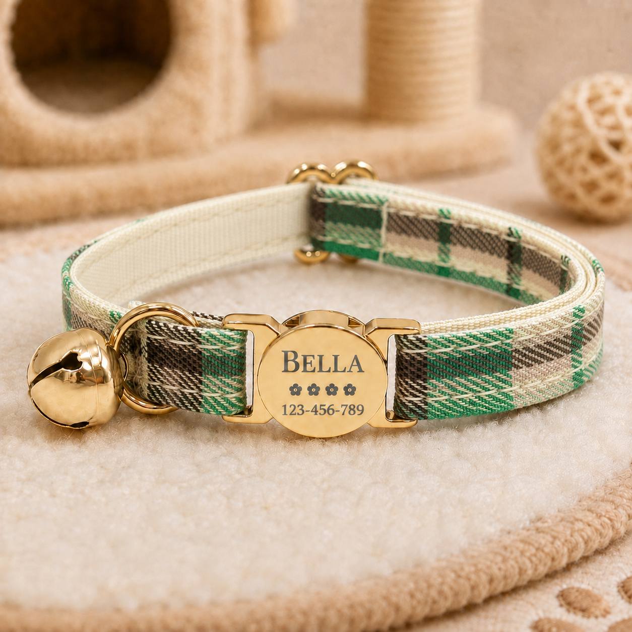 TEMU [custom] 1pc Cat Collar Puppy Kitten Collar With Floral Flower Pattern Engraving, Customizable Name Phone Number Anti-loss S L Size Options, Use