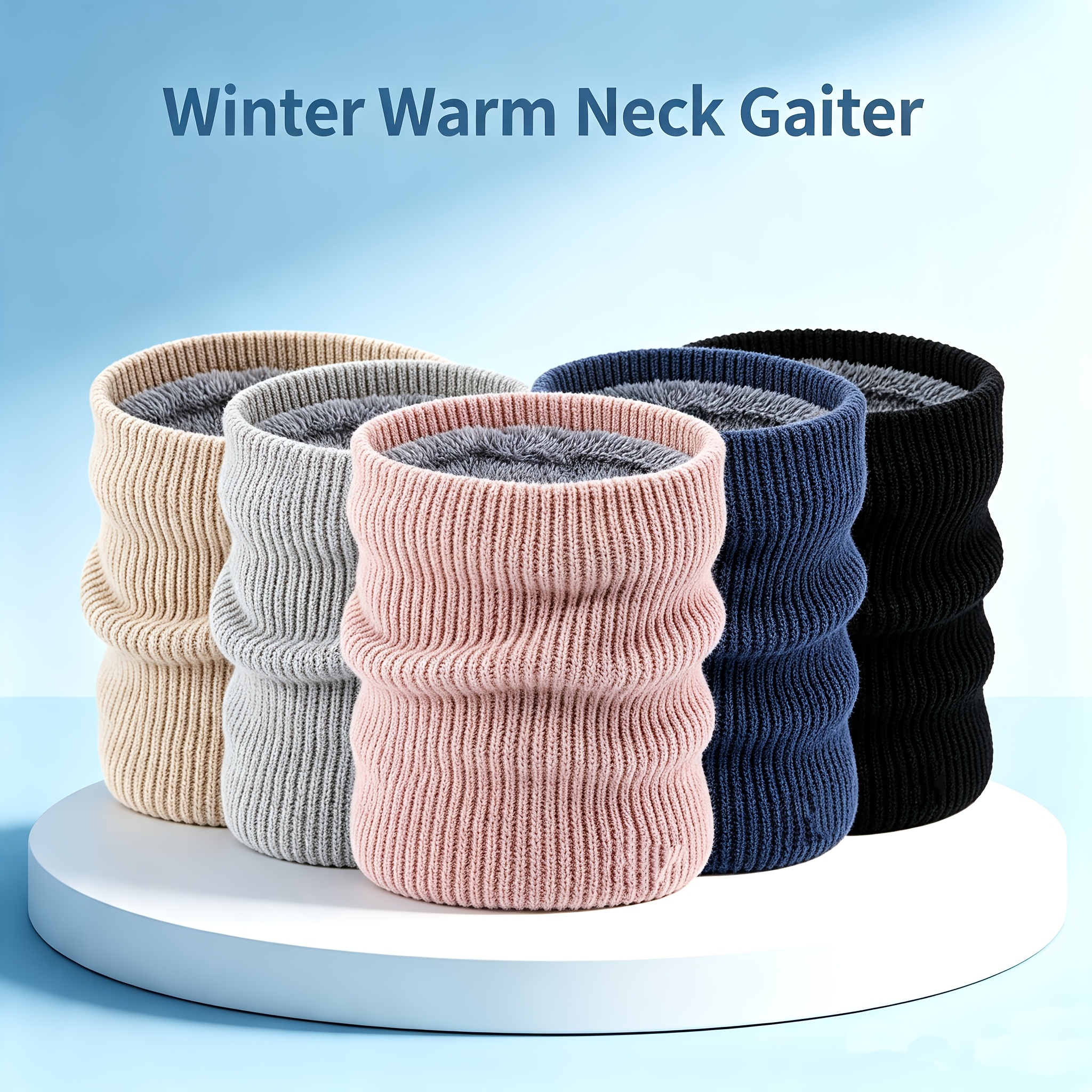 Image of 5-pack Winter Neck Warmer And Ski Mask For Men Women Thermal Warm Fleece Face Mask Neck Gaiter Scarf Gift