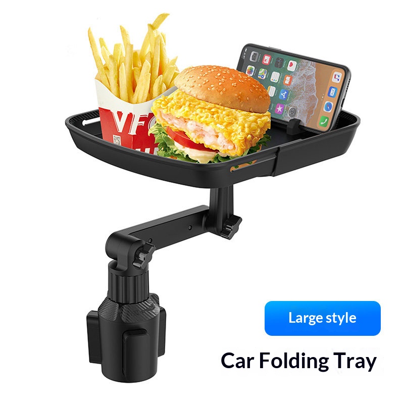 TEMU 3-in-1 Car Cup Holder Tray Phone Holder - Dual Expandable Base, Abs Adjustable Rotating Bracket