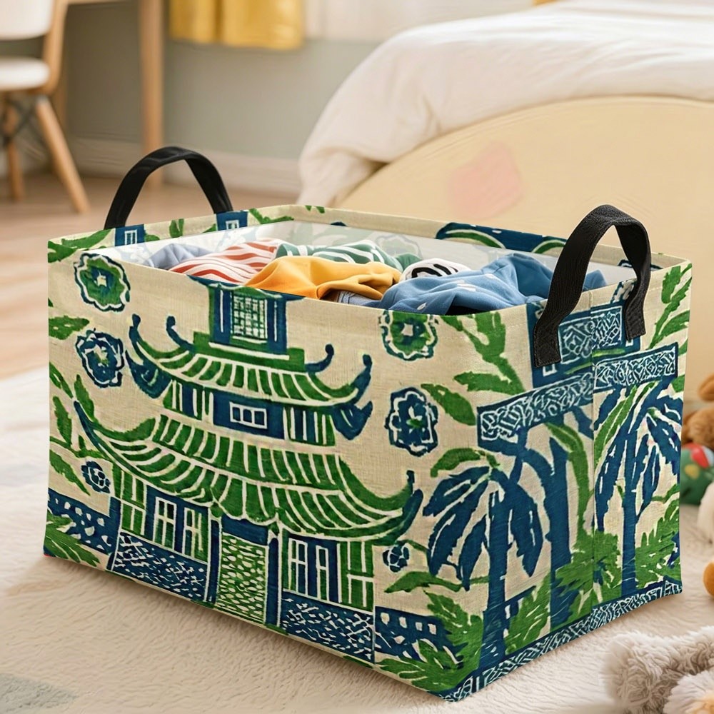 item picture 1pc storage basket chinoiserie style pattern with   and   tree multiple specifications   decorative storage organizer for   for living room and bedroom storage shelf baskets