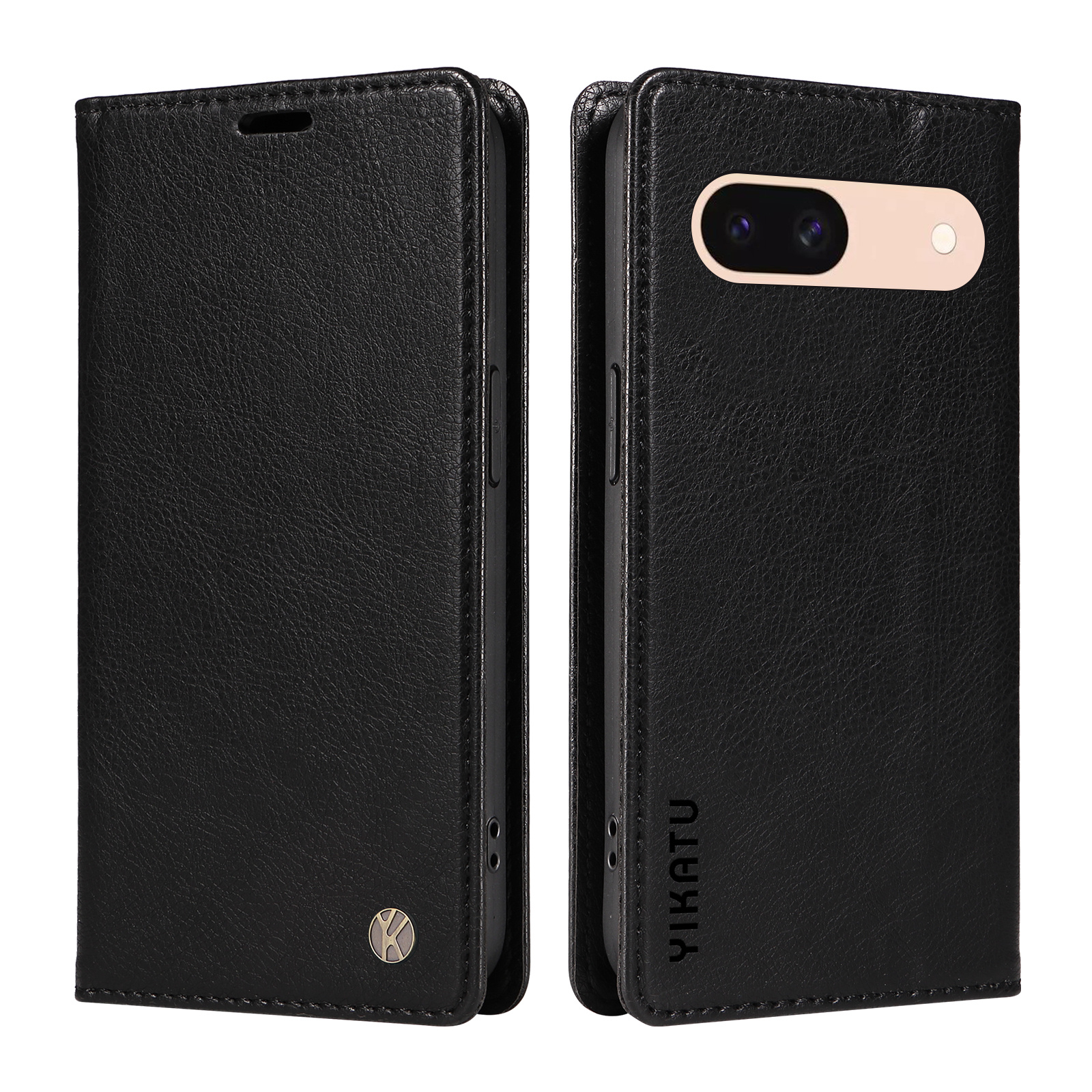 TEMU Phone Case - Ultra-thin Lychee Pattern Strong Magnetic Artificial Leather Matte Card Holder With Card Slot And Storage Bag, Featuring A