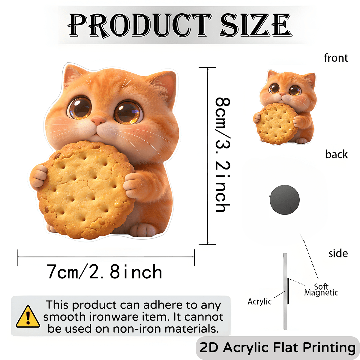TEMU 1 Cute Cat Refrigerator Magnet, A Fun Gift For Cat And Food Lovers, Fridge Decoration, Mailbox Decoration, And Furniture Decoration, Soft And