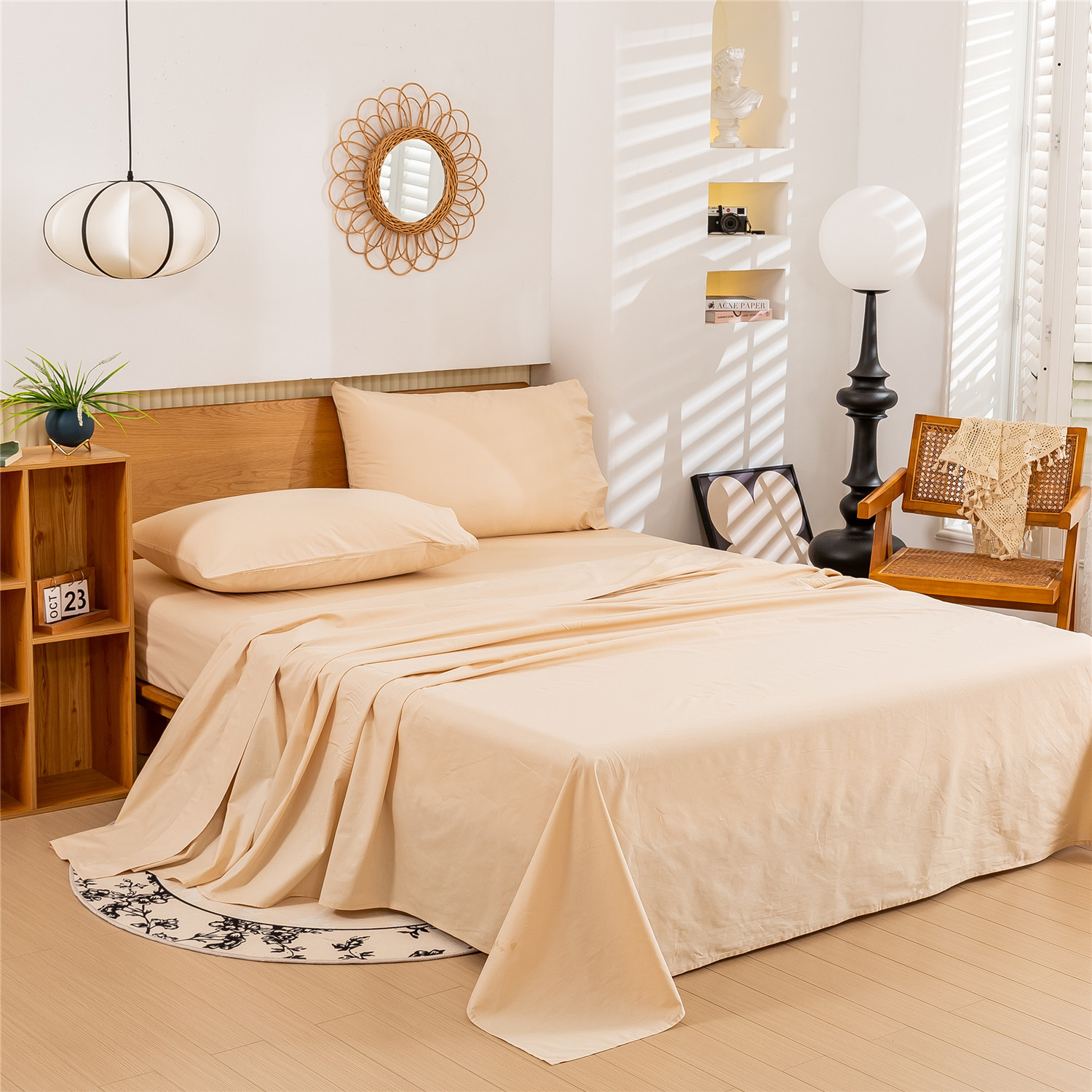 DG Beddings Parure de lit 5 pièces 100 % coton égyptien super doux 1000 fils au pouce carré 500 g/m² (super king size, jaune