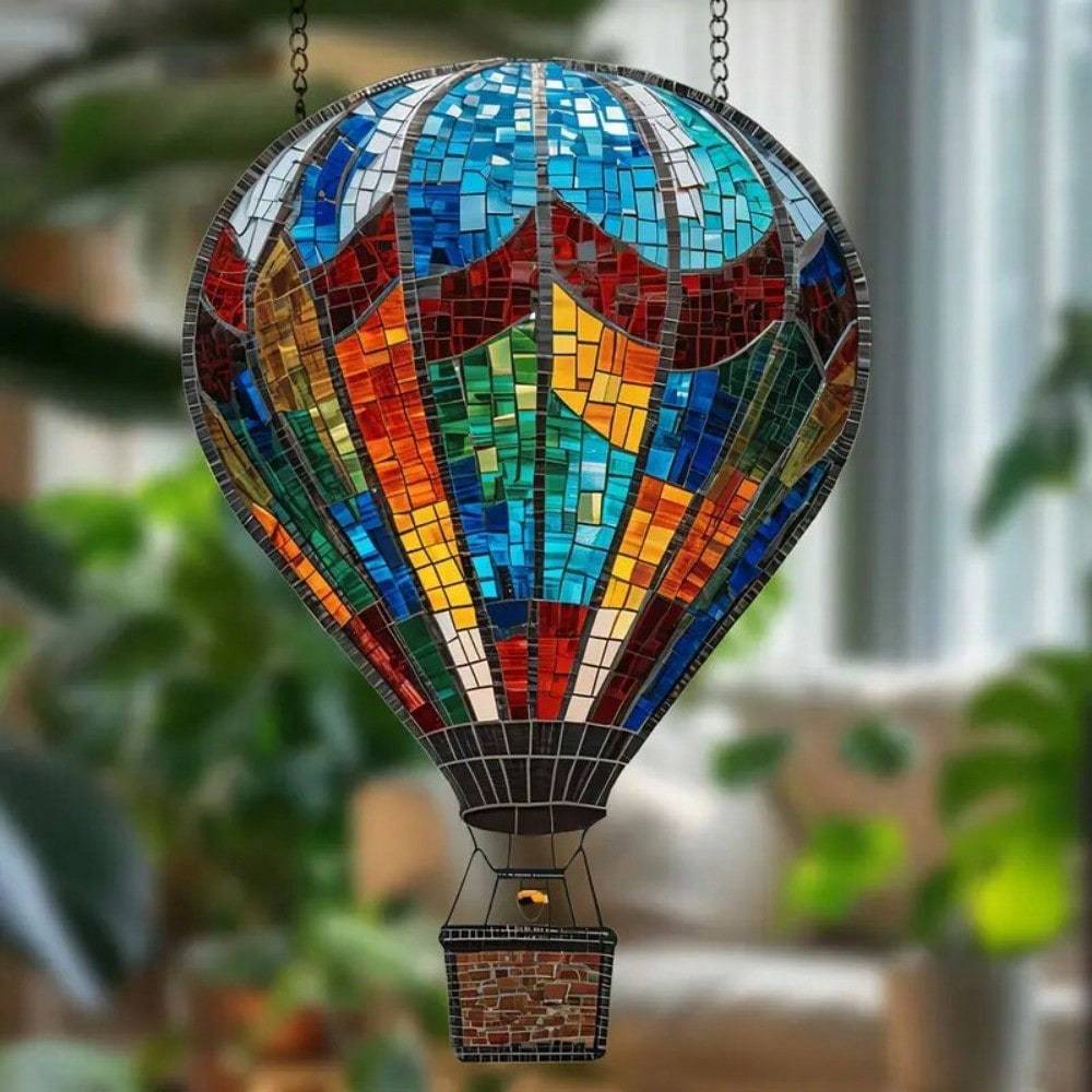 TEMU [2d Flat] Hot Air Balloon Model Acrylic Pendant Hot Air Balloon Solar Garden Decoration