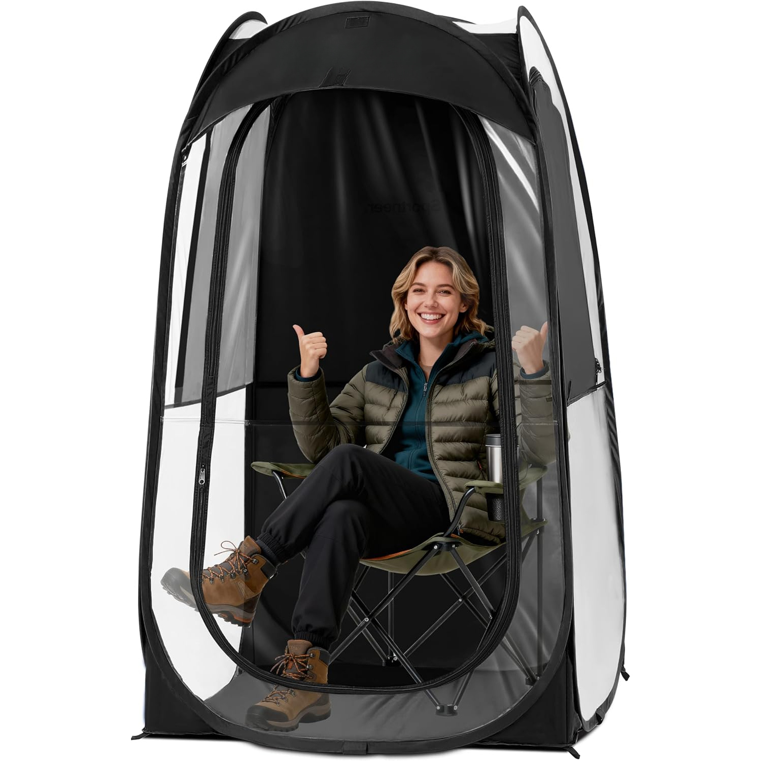 TEMU : 1 Person With Ultra Visibility For Cold Day- Lightweight Portable Pop Up Tent For Sports Event, Protection From Cold