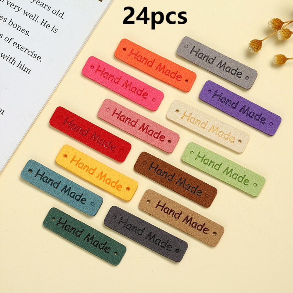 24pcs Mixed Color Handmade Leather Label Clothing Collar Cuff Shoes And Hat Bag Decorative Label Fashion Handmade Leather Label