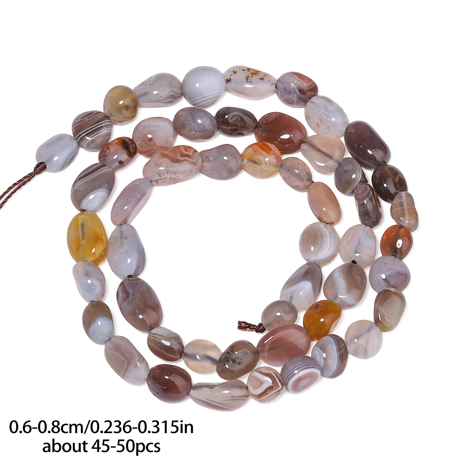 TEMU 6-8mm Natural Stone Irregular Persian Agate Beads, Fashionable Loose Beads, Used For Jewelry Making, Exquisite Bracelets, Necklaces, Earrings