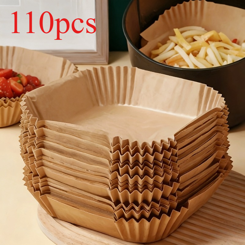 TEMU 110pcs Air Fryer Papers, Suitable For Air Fryers And Microwaves—, Oil-proof, High-temperature Resistant Baking Mats For Pastries, Pizza, Chicken