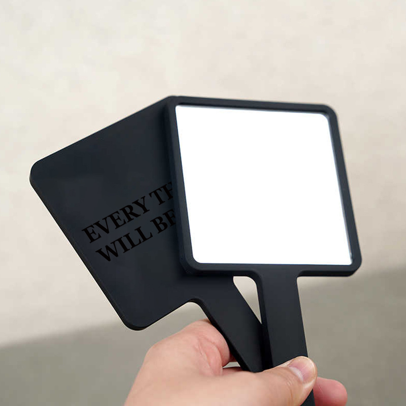 Portable Handheld Square Mini Mirror with Inspirational Quote