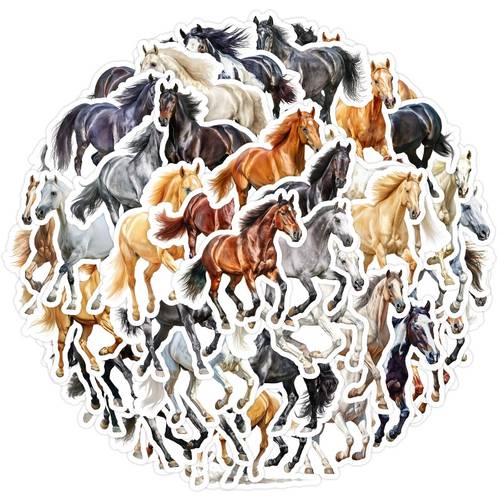 50pcs horse stickers pack beautiful pattern stickers high quality stickers for water bottles decorative paper journaling laptop bumper skateboard suitcase refrigerator plan book keyboard car sticker