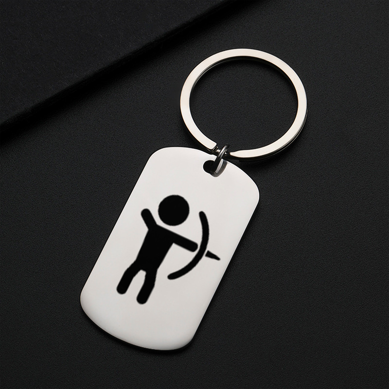 TEMU 1pc Pattern Stainless Steel Keychain Minimalist Unisex Gift For Men And Women Car Key Ring Accessory Portable Everyday Decor