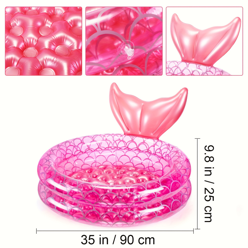 Piscina gonflabilă Sirenă, piscină circulară cu design de solzi de pește, piscină gonflabilă, piscină de petrecere, piscină decorativă, piscină Ocean Ball, material PVC durabil, potrivită pentru curte, petrecere, nuntă, divertisment, grădină și utilizare în aer liber