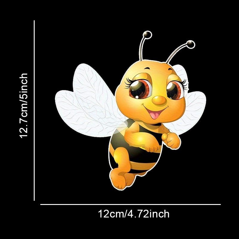 TEMU Cute Cartoon Bee Vinyl Sticker - Adorable Smiling Insect Design With Big Eyes & Stripes, Durable Weather-resistant Decal For Car Windows, Doors,