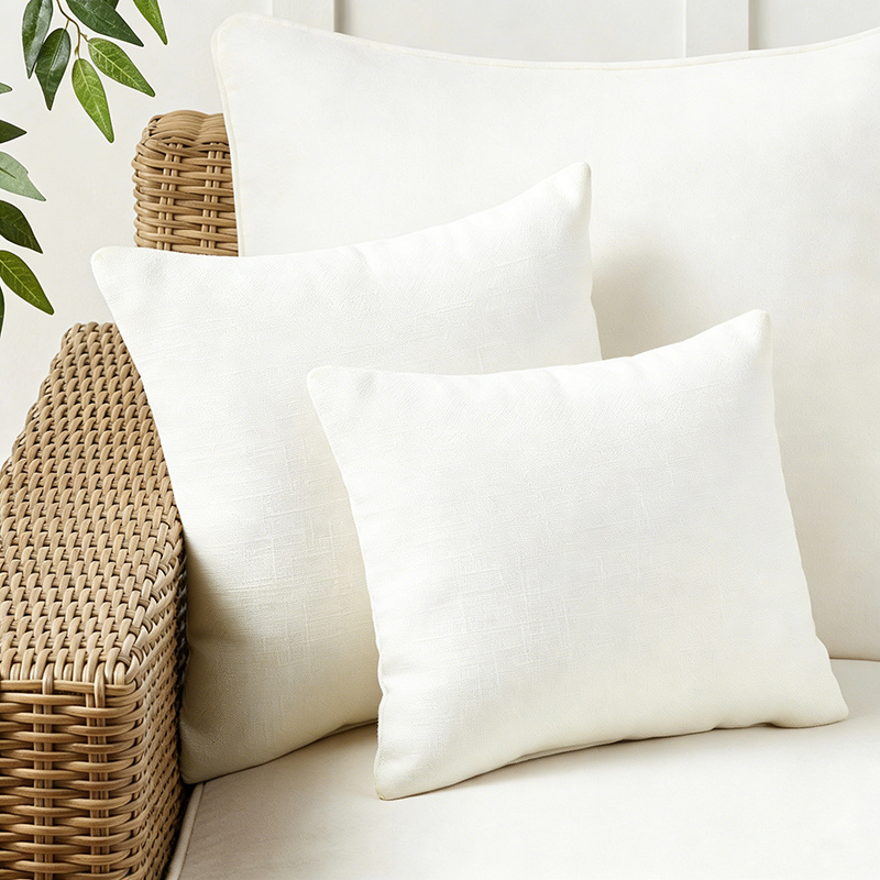 E-shop 2er Set Reine Weiße Kissenbezüge - Minimalistische Einfarbige Dekorative Kissenhüllen, Vielseitige Weiche Wohnaccessoires mit Einseitigem Druck,