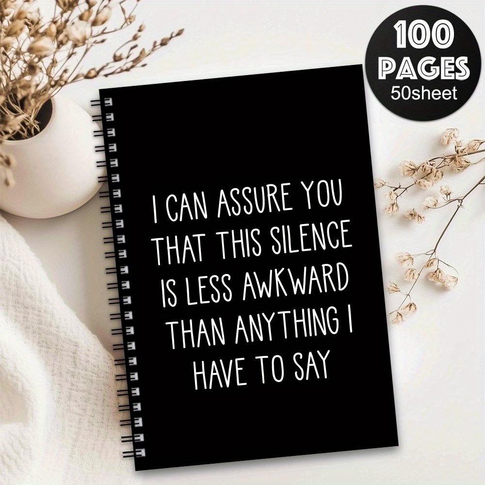TEMU 1pc Funny Sarcastic Notebook Journal With "i Can Assume You're This Is Less Than Anything I Have To Say" Quote - 100 Pages Spiral Bound, Black