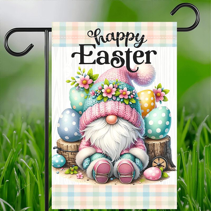 

Garden Flag - Cute Dwarf & Egg Design, Polyester, Double-sided, Waterproof Burlap, Outdoor Decor, 12x18inch, No Pole Included, Indoor Decoration, Flag