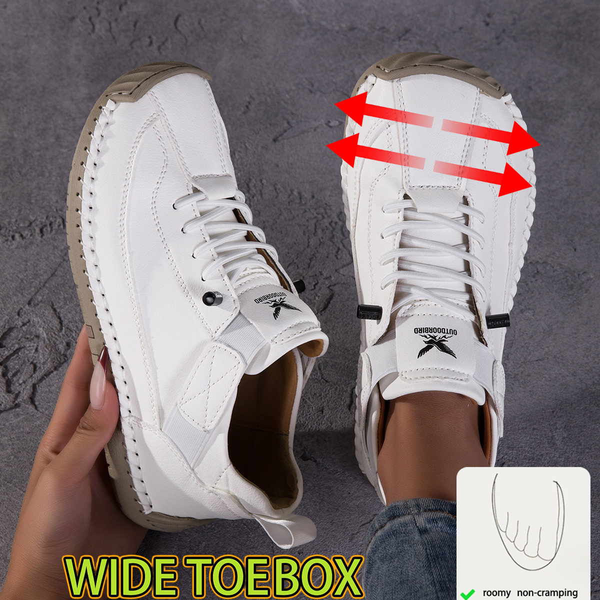 Image of Women' Wide Toe Walking Ankle Boots Suitable For Outdoor, Wide Width Round Toe With Spacious & Sole, Hand-sewn Faux Leather Upper, Flexible Cushioned Base For Commuting,, Casual Footwear