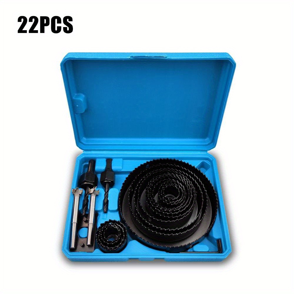 22pcs Cutting Tool Kit Ranging From 19 To 127mm For Wood, Metal, And Alloys, Complete With A Case
