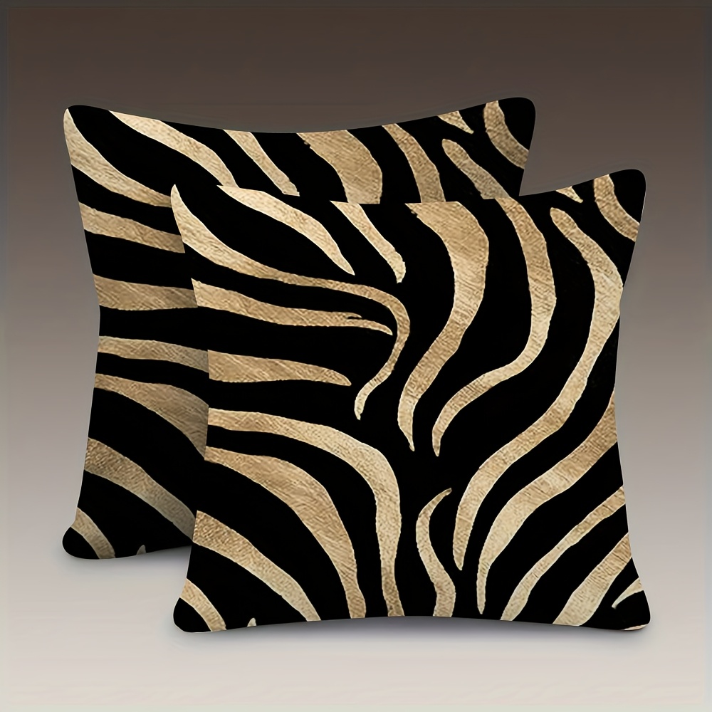 TEMU 2d 2pcs Black And Print Pillowcases, Optional, Material, Single-sided Print Without Pillow Insert. Featuring With Metallic Pattern, Exuding Wild